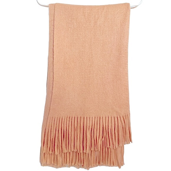 Steve Madden Blanket Scarf /Wrap Peach Muffler Scarf With Fringe Thick Soft Warm - Picture 3 of 11